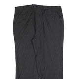 Mens Wool Grey Regular Straight Trousers W40 L30 Formal Workwear Zip Closure