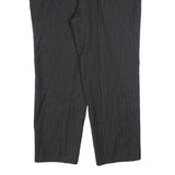 Mens Wool Grey Regular Straight Trousers W40 L30 Formal Workwear Zip Closure