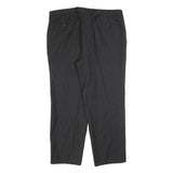 Mens Wool Grey Regular Straight Trousers W40 L30 Formal Workwear Zip Closure