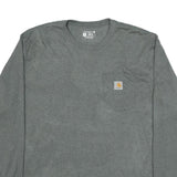 CARHARTT Mens Grey Long Sleeve Pocket T-Shirt L Cotton Blend Casual