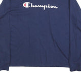 CHAMPION Mens Navy Blue Long Sleeve Crew Neck Graphic T-Shirt L