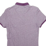 TED BAKER Mens Purple Polo Shirt Short Sleeve Geometric Print S Button Collar