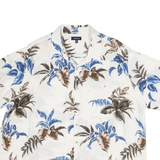 CROFT & BARROW Mens White & Blue Hawaiian Shirt 2XL Rayon Relaxed Fit Tropical