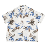CROFT & BARROW Mens White & Blue Hawaiian Shirt 2XL Rayon Relaxed Fit Tropical