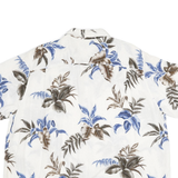CROFT & BARROW Mens White & Blue Hawaiian Shirt 2XL Rayon Relaxed Fit Tropical