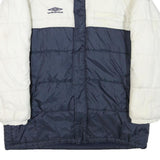 UMBRO Mens White & Navy Padded Zip Jacket XL Polyester Blend Casual Sportswear