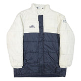 UMBRO Mens White & Navy Padded Zip Jacket XL Polyester Blend Casual Sportswear