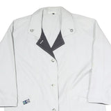 Womens White & Grey Button Closure Jacket XL Polyester Blend Classic Plain Style