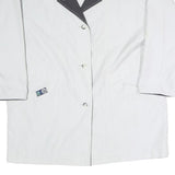 Womens White & Grey Button Closure Jacket XL Polyester Blend Classic Plain Style