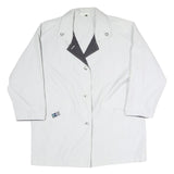 Womens White & Grey Button Closure Jacket XL Polyester Blend Classic Plain Style