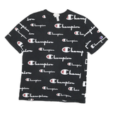 CHAMPION Womens Black Graphic T-Shirt S Short Sleeve Crew Neck Premium Cotton