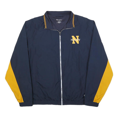 CHAMPION Mens Navy & Yellow Zip Jacket L Polyester Blend Navy Print Sportswear