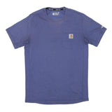 CARHARTT Mens Blue Pocket T-Shirt S Short Sleeve Crew Neck Workwear Logo