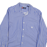 CHAPS Mens Blue & White Stripe Shirt L Cotton Blend Classic Long Sleeve Button