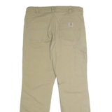 CARHARTT Mens Cotton Blend Beige Relaxed Straight Trousers W33 L32 Workwear