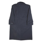 Mens Navy Blue Classic Cotton Button Jacket L Plain Long Sleeve Casual Smart