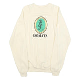 HANES Womens Cream Isomata Sweatshirt Crew Neck M Casual Cotton Pullover