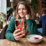 Seashell Pomegranate Cheer Samsung Galaxy S25 Case - Lifestyle photo showing phone case in use
