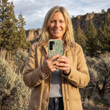 London Fog Cozy Woodland Samsung Galaxy S25 Case - Lifestyle photo showing phone case in use