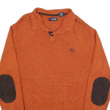 CHAPS Mens Orange Pullover Plain Roll Neck Basic Knit XL Button Collar Jumper