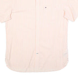 TOMMY HILFIGER Mens Pink & White Striped Shirt L Classic Cotton Blend Button Up