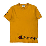 Champion Spellout T-Shirt - Medium Yellow Cotton