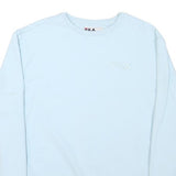 FILA Mens Blue Crew Neck L Cotton Blend Pullover Sweatshirt Logo Embroidered