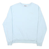 FILA Mens Blue Crew Neck L Cotton Blend Pullover Sweatshirt Logo Embroidered