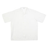 GENT TOP Mens White & Light Grey Striped Shirt L Cotton Blend Summer Casual