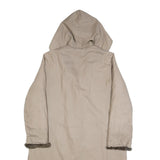 Womens Beige Hooded Jacket S Cotton Blend Plain Button Closure Long Sleeve