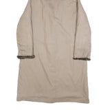 Womens Beige Hooded Jacket S Cotton Blend Plain Button Closure Long Sleeve