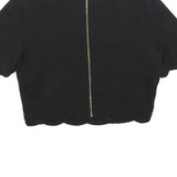 TED BAKER Womens Black Cropped Top Short Sleeve Round Neck Scalloped Hem M