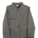 SANDRO Womens Grey Check Jacket S Polyester Blend Button Closure Stylish