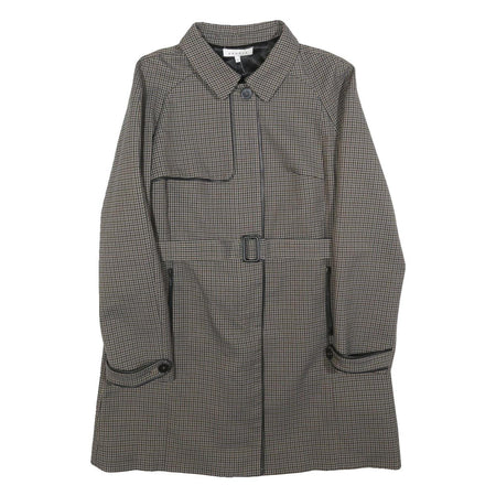 SANDRO Womens Grey Check Jacket S Polyester Blend Button Closure Stylish