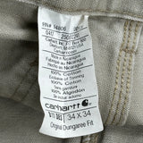 Carhartt Carpenter Pants - 34W 32L Khaki Cotton