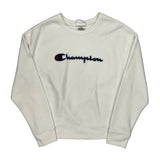 Champion Spellout Sweatshirt - Small White Cotton