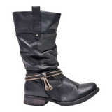 RIEKER High Boots Black Leather Womens UK 4