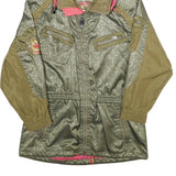 KAELIN Womens Olive Green & Khaki Hooded Polyamide Blend Jacket UK 12 Zip