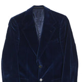 MONSIEUR Mens Blue Velvet Jacket S Polyester Blend Button Closure Classic Blazer