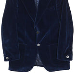 MONSIEUR Mens Blue Velvet Jacket S Polyester Blend Button Closure Classic Blazer