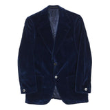 MONSIEUR Mens Blue Velvet Jacket S Polyester Blend Button Closure Classic Blazer