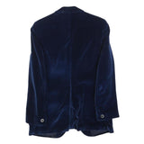 MONSIEUR Mens Blue Velvet Jacket S Polyester Blend Button Closure Classic Blazer