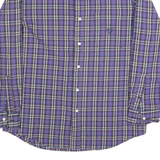CHAPS Mens Purple & White Check Shirt M Classic Button-Down Collar Long Sleeve