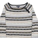 TOMMY HILFIGER Womens Black Beige Patterned Round Neck Basic Knit Jumper M