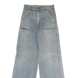 JIN FU LA Womens Regular Light Blue Denim Jeans W26 L30 Zip Wide Leg Cotton