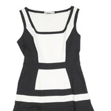KAREN MILLEN Womens Black & White Cotton Blend Fit & Flare Woven Sleeveless UK