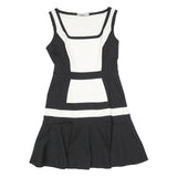 KAREN MILLEN Womens Black & White Cotton Blend Fit & Flare Woven Sleeveless UK