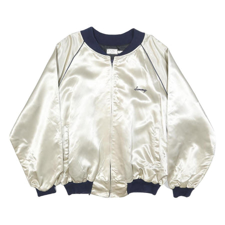 L.A AIR LINE Mens White & Navy Bud Light Sports Satin Zip Jacket XL