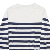 TOMMY HILFIGER Mens White & Navy Striped Pattern V-Neck Basic Knit M Jumper