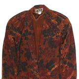 OLLIE Womens Brown & Black Floral Jacket M Polyester Blend Button Closure